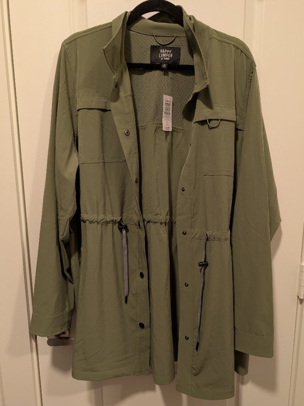 Torrid Happy Camper Stretch Woven Anorak Jacket Size 1X Olivine Green Gorpcore